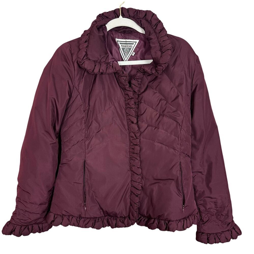MARVIN RICHARDS Maroon Puffer Down Filled Fitted Jacket Coat Size Small
